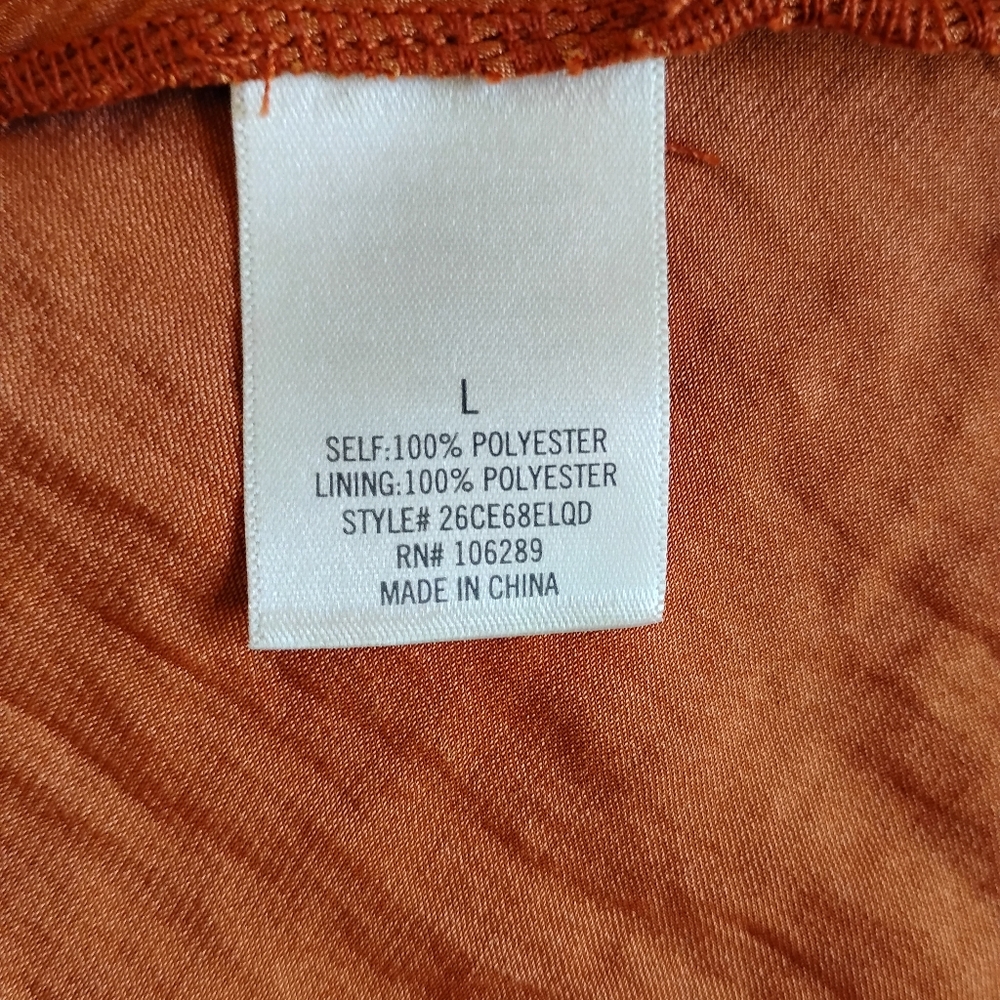 🍁🍂 Blue Rain Size L Rust High-Low Ruffle Dress - Picture 13 of 16